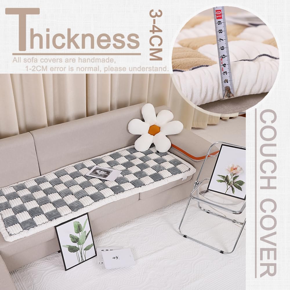 Couch Cover for Dogs Washable, Sofa Cover Protector, Couch Covers for 3 Cushion Couch Sofa Pet Friendly, Soft, Non Slip (27.6 x 59 Inch, Grey)