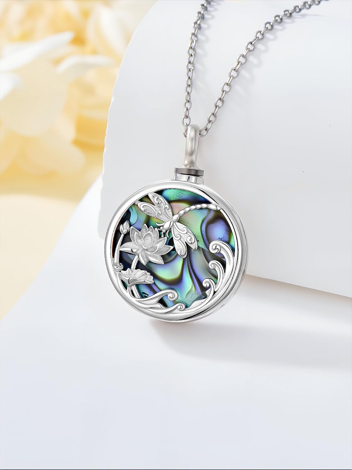 WINNICACA Urn Necklace for Ashes Sterling Silver Abalone Shell Cremation Jewelry for Ashes Jewelry Gifts for Nature Lovers Keepsake Memorial Jewelry for Women