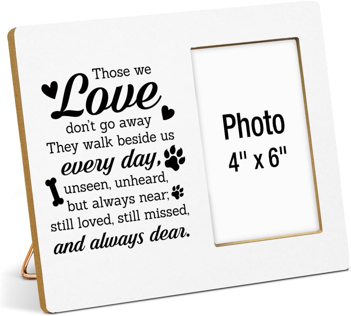 Pet Memorial Gift for Dogs Photo Frame, Sympathy Gifts for Loss of Loved Pet, Dog Bereavement Gifts, Cat Remembrance Gift Wooden Picture Frames, Photo 4 x 6 Inches