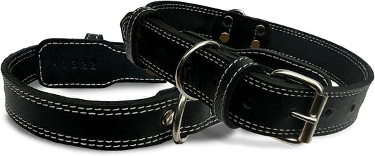 Hides & Knives Leather Dog Collar with Reinforced Hardware, Heavy Duty Dog Collars for All Breeds, Made of Top Grain Genuine Leather That is Soft & Durable (Black, MD)