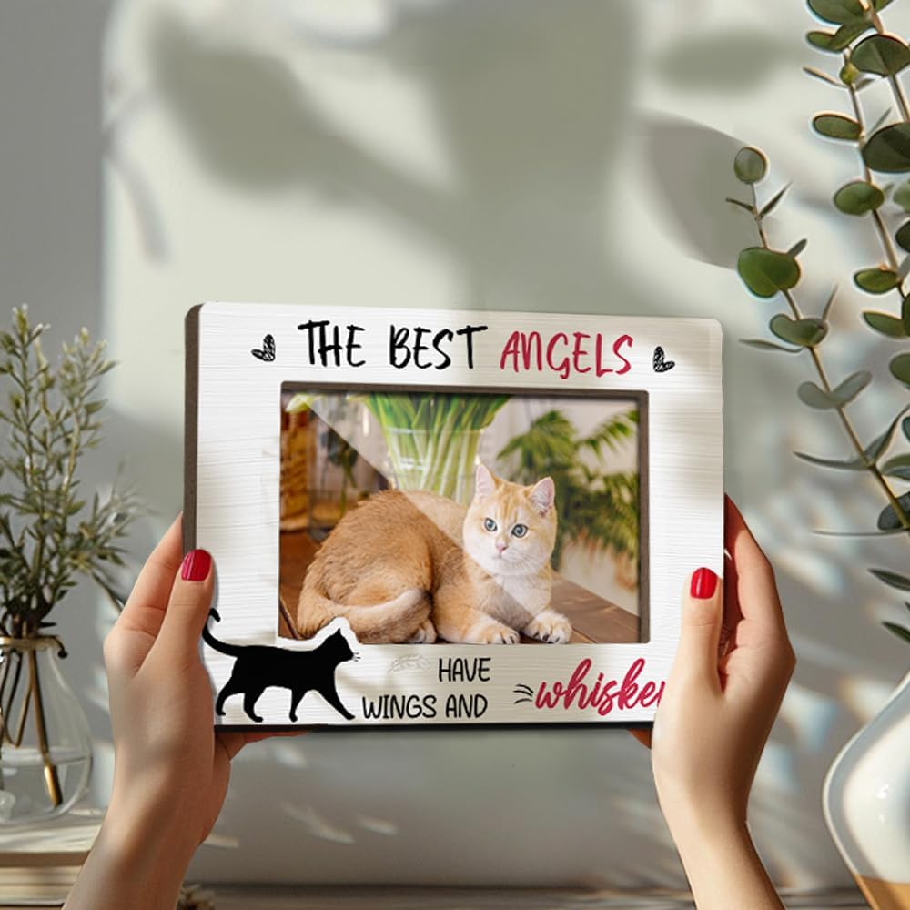 Dog Memorial Photo Frames Dog and Cat Loss Remembrance Gift Sympathy Keepsake for Pet Lovers Condolence Present for Pet Owner The Best Angles Have Wings And Whiskers Picture Frames 4x6 Photo - YY020