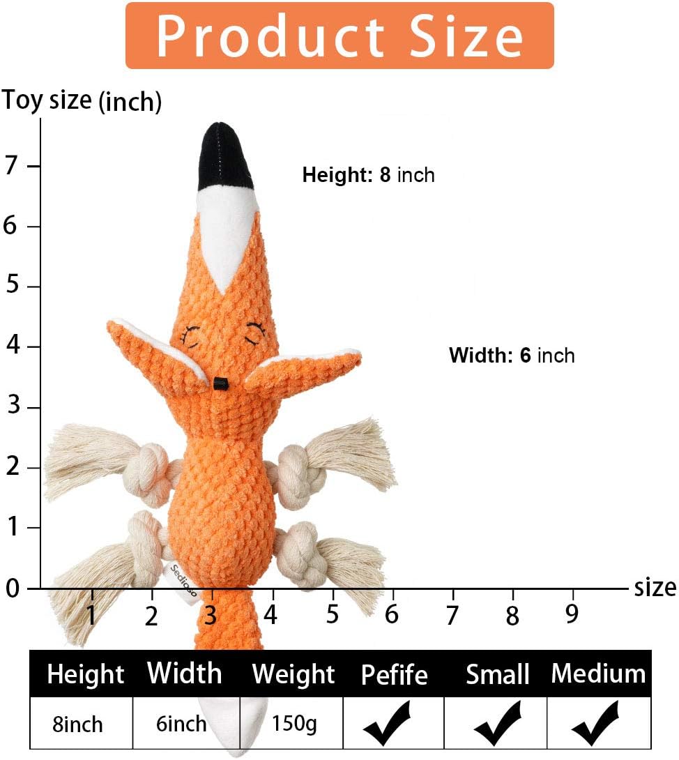 Large Dog Toys, Cute Squeaky Dog Toy, Stuffed Animal Plush Toys for Puppies, Durable Dog Chew Toys for Small,Middle,Large Breed (Orange(Fox), Fox)
