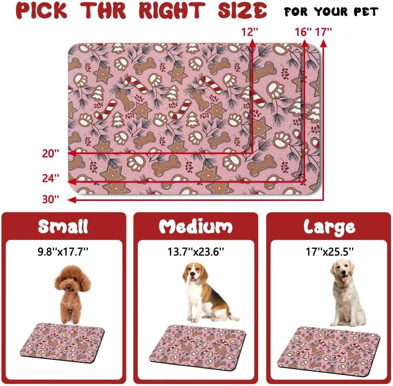 Dog Food Mats for Floors Waterproof, Cat Water Bowl Mats Pet Feeding Absorbent Placemats Christmas 12 * 20 inch