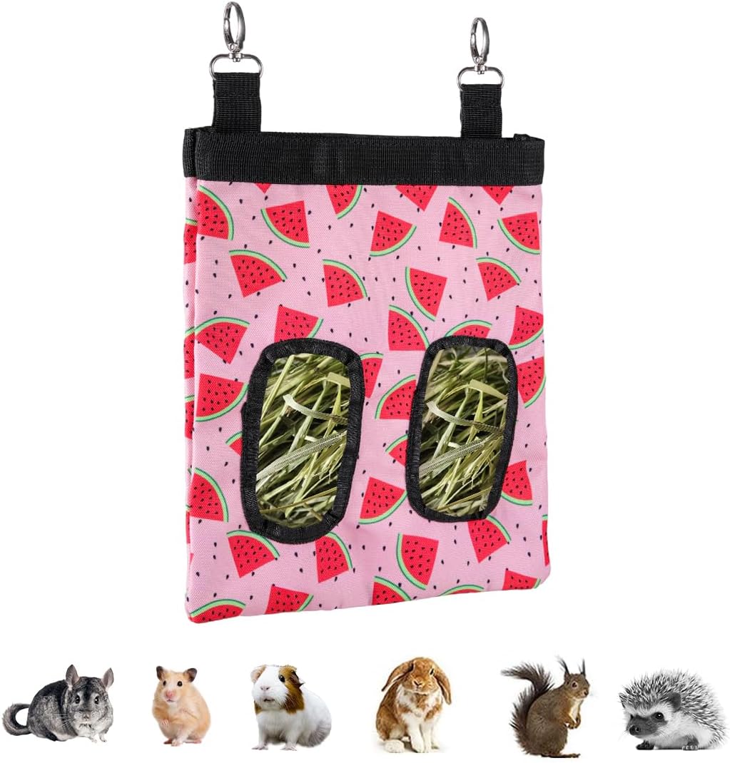 DZWLKJ Rabbit Hay Feeder, 600D Polyester, Watermelon, Hay Feeder Bag, Guinea Pig, Chinchilla, Hamsters, Small Pets, 1 Pack, Foldable, Lightweight
