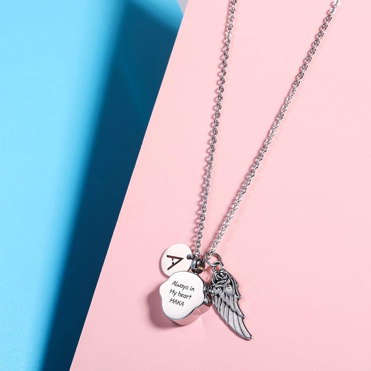 Personalized Urn Necklace for Pet Ashes Custom Photo/Name/Date Paw Print Pendant for Women Men Cremation Jewelry Memorial Keepsake for Dog/Cat/Pet Urn Necklace with Funnel Fill Kit