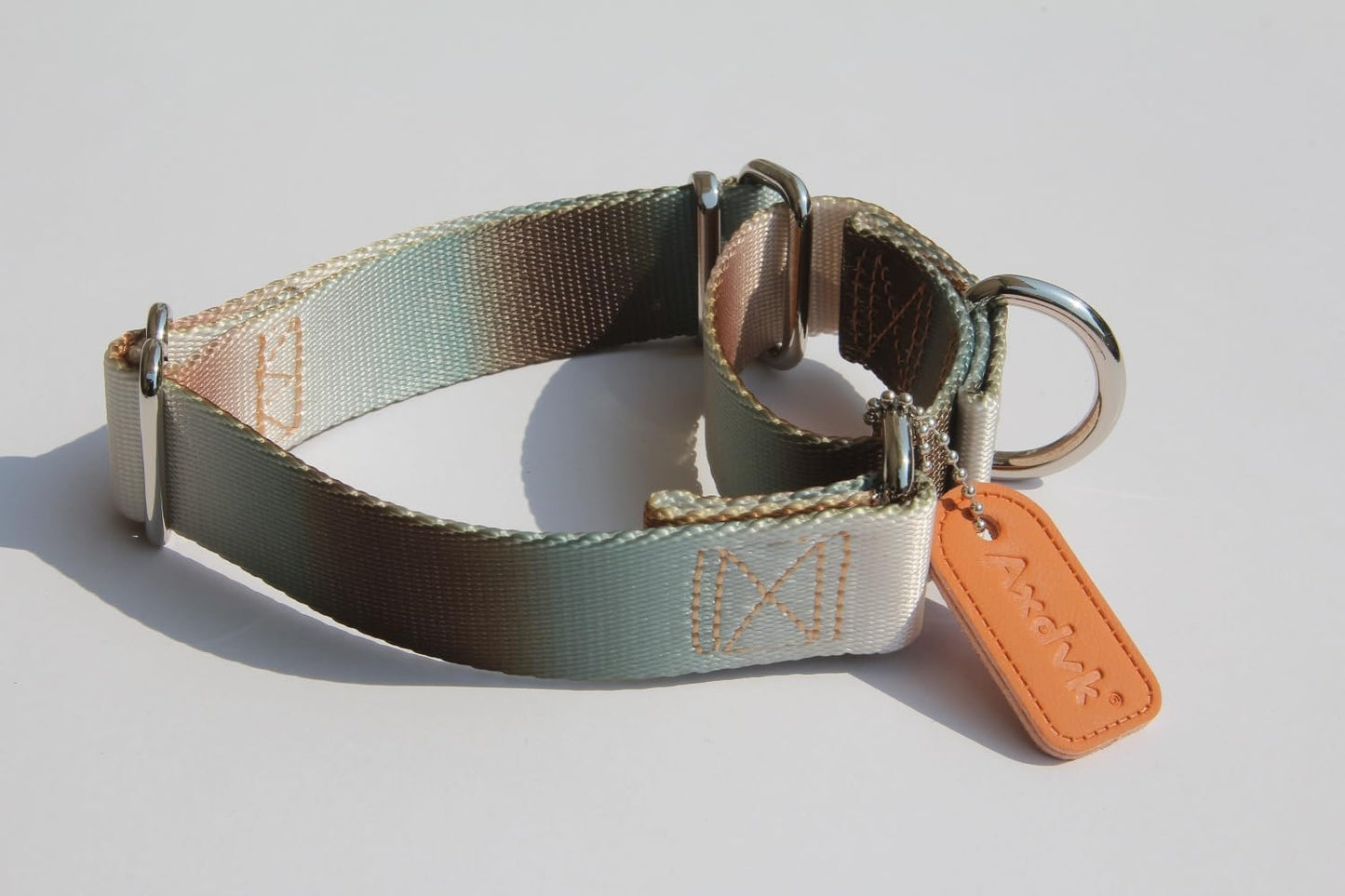 Martingale Dog Collar Colorful Gradient Fashionable - Anti-Escape Soft Durable Pets Collar for Walking Training Outdoor Daily Use -Large, Silver Brown