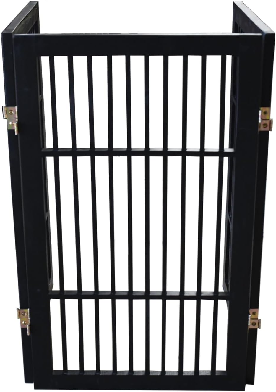 Pet Dog Gate Strong and Durable Freestanding Folding Acacia Hardwood Portable Wooden Fence Indoors or Outdoors by Urnporium (Black Pet Gate, 3 Panel 30" Tall)