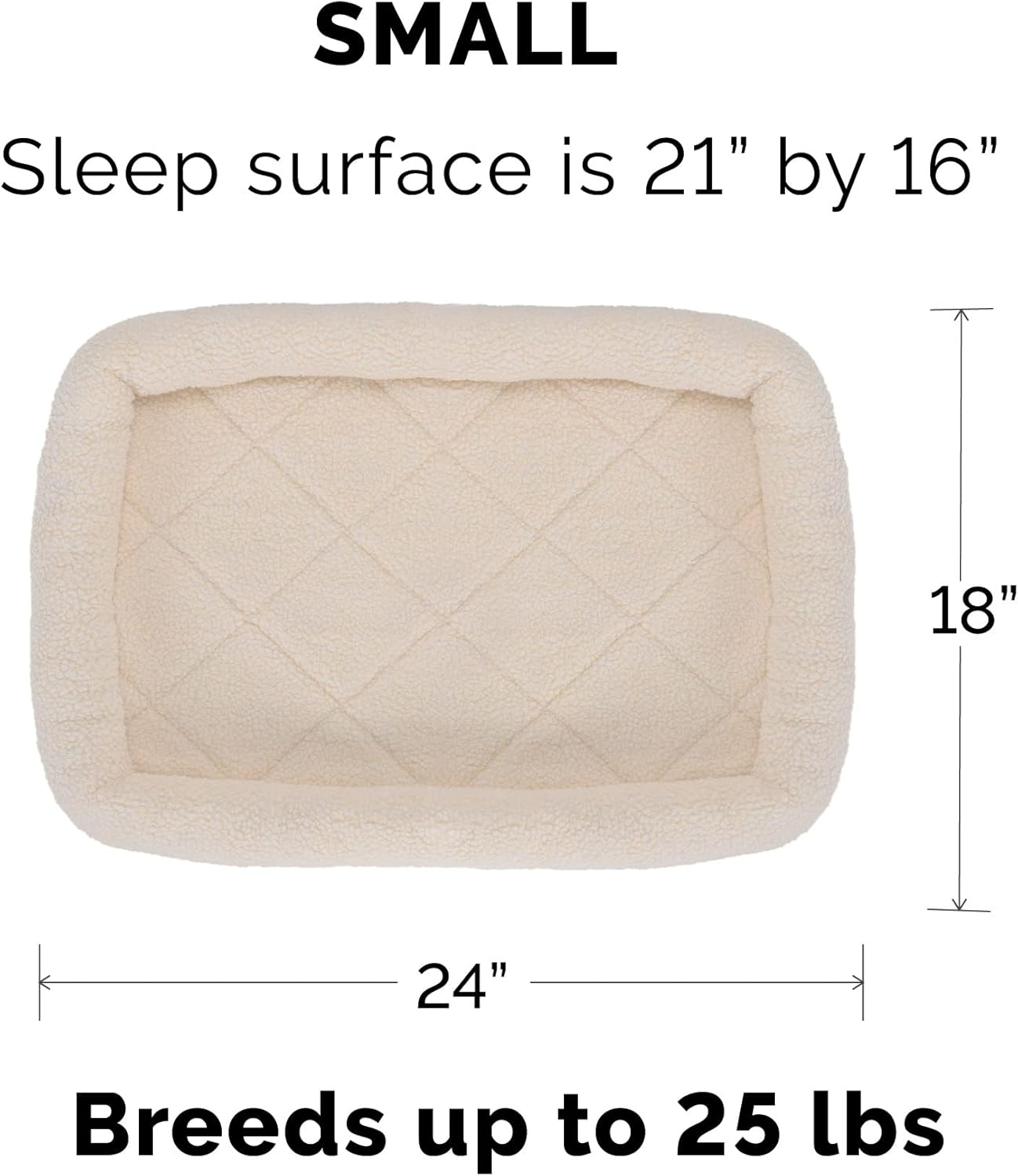 Furhaven Dog Bed for Small Dogs & Indoor Cats, 100% Washable, Sized to Fit Crates - Sherpa Fleece Bolster Crate Pad - Cream, Small