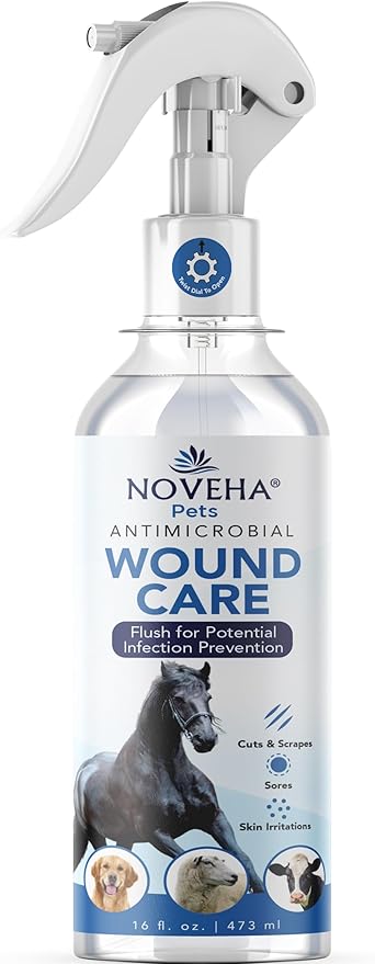 NOVEHA Pet Wound Spray - Sores, Abrasions and Wounds Care for Horse - Fast-Acting Skin Repair, Helps with Rashes, Hot Spots, Scratching, 6fl oz