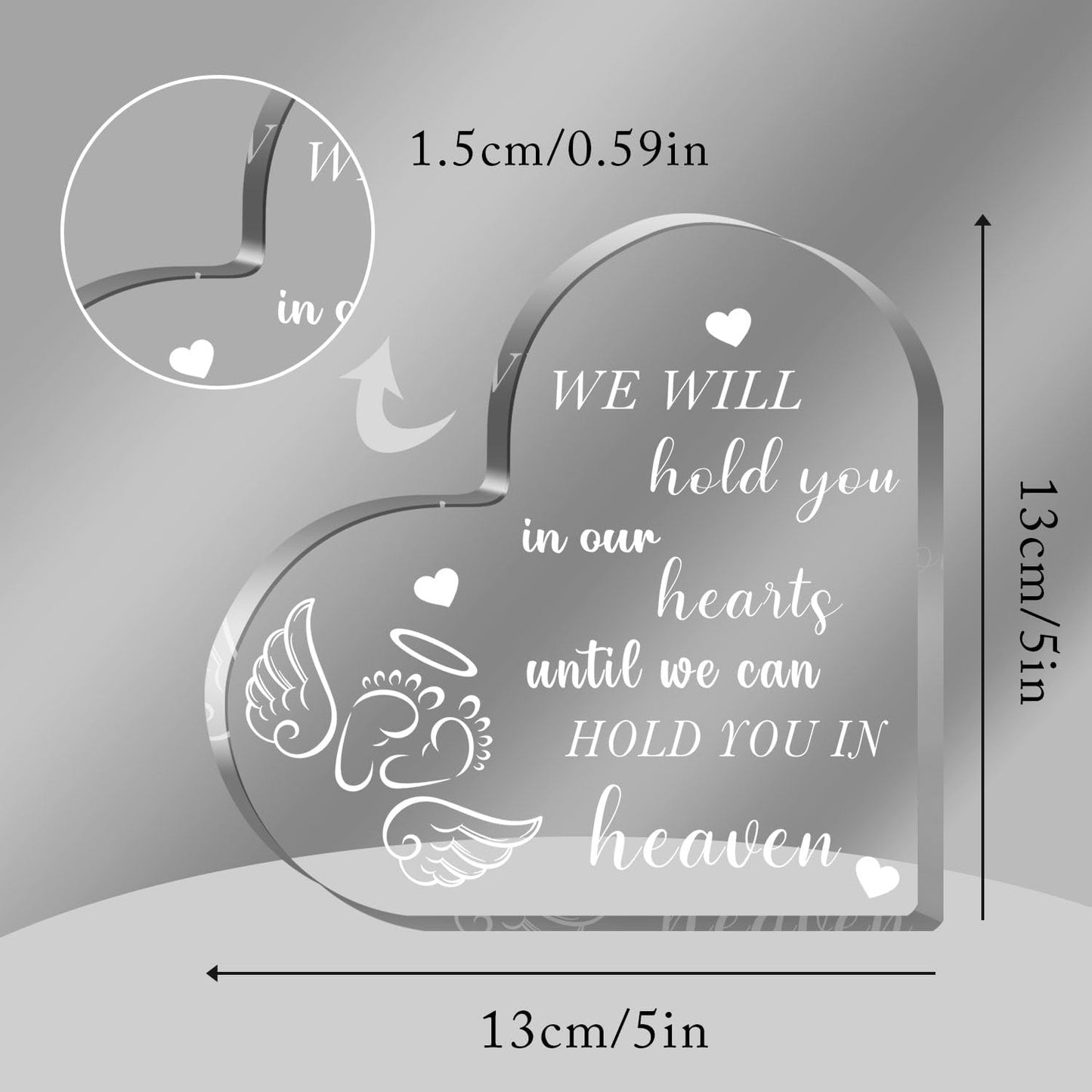 Miscarriage Gifts for Mothers, Miscarriage Condolence Gifts for Mothers, Memorial Bereavement Infant Gifts, Heart Acrylic Desk Sign, Memorial Bereavement Sympathy Gifts for Loss of Baby