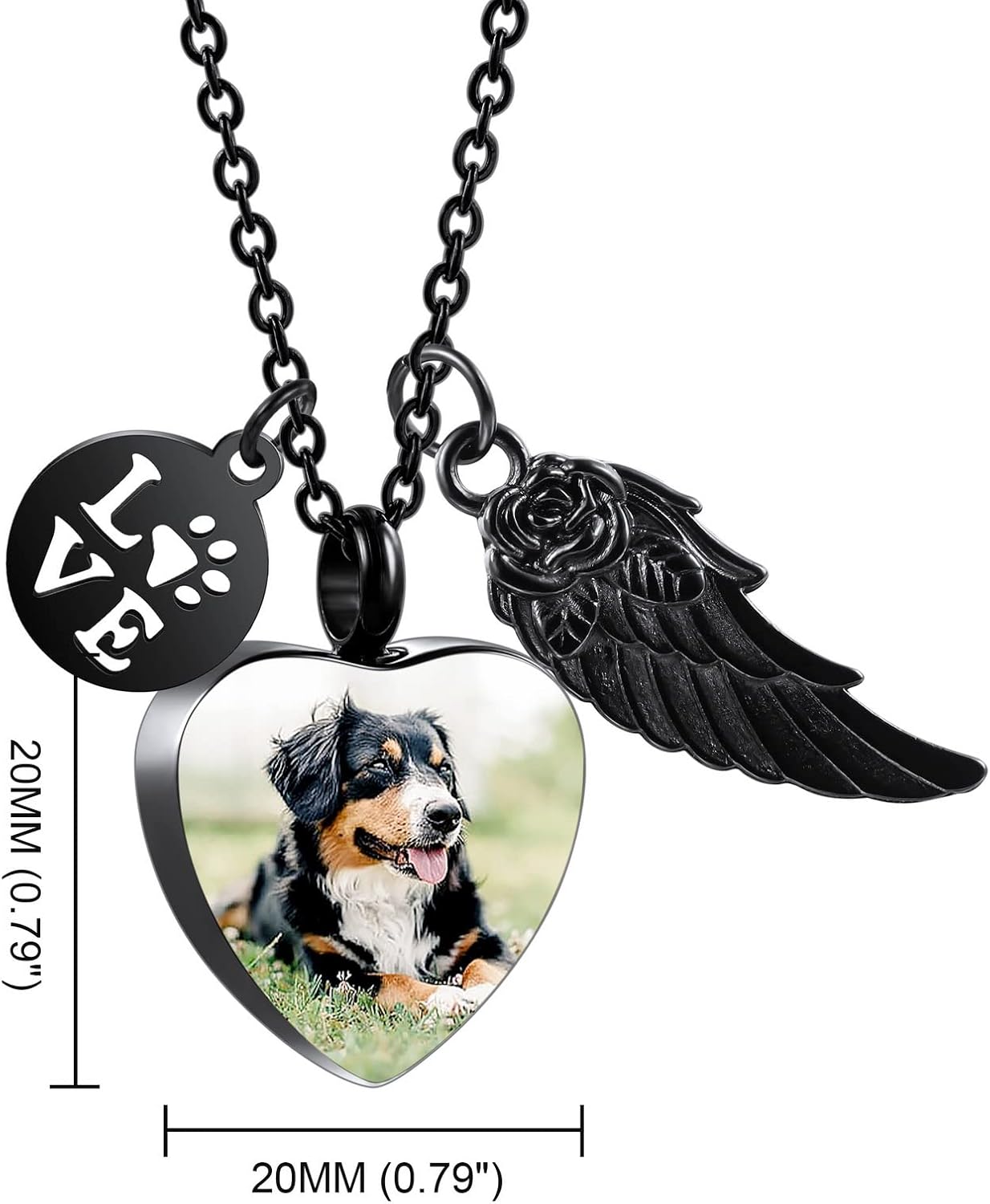 Personalized Urn Necklace for Pet Ashes Custom Photo/Name/Date Paw Print Pendant for Women Men Cremation Jewelry Memorial Keepsake for Dog/Cat/Pet Urn Necklace with Funnel Fill Kit