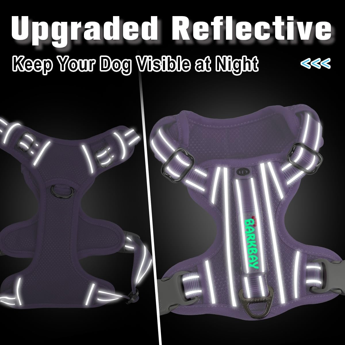 BARKBAY Dog Harness No Pull with ID Tag Pocket - Heavy Duty, Reflective, Easy Control for Large Dogs(Violet Purple,XS)