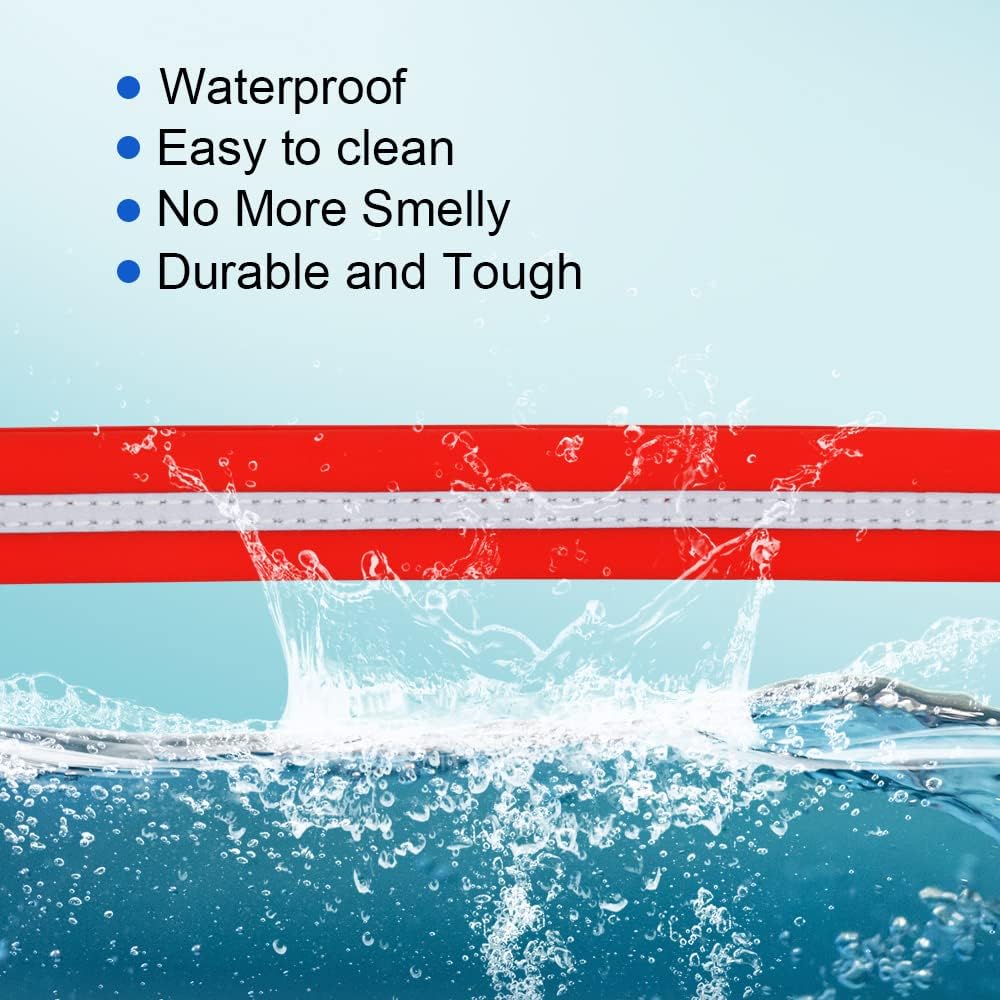 NIMBLE Dog Collar Waterproof Pet Collars Anti-Odor Durable Adjustable PVC & Polyester Soft with Reflective Cloth Stripe Basic Dog Collars S/M/L Sizes (Large (15.35”-24.8”inches), Candy Red)