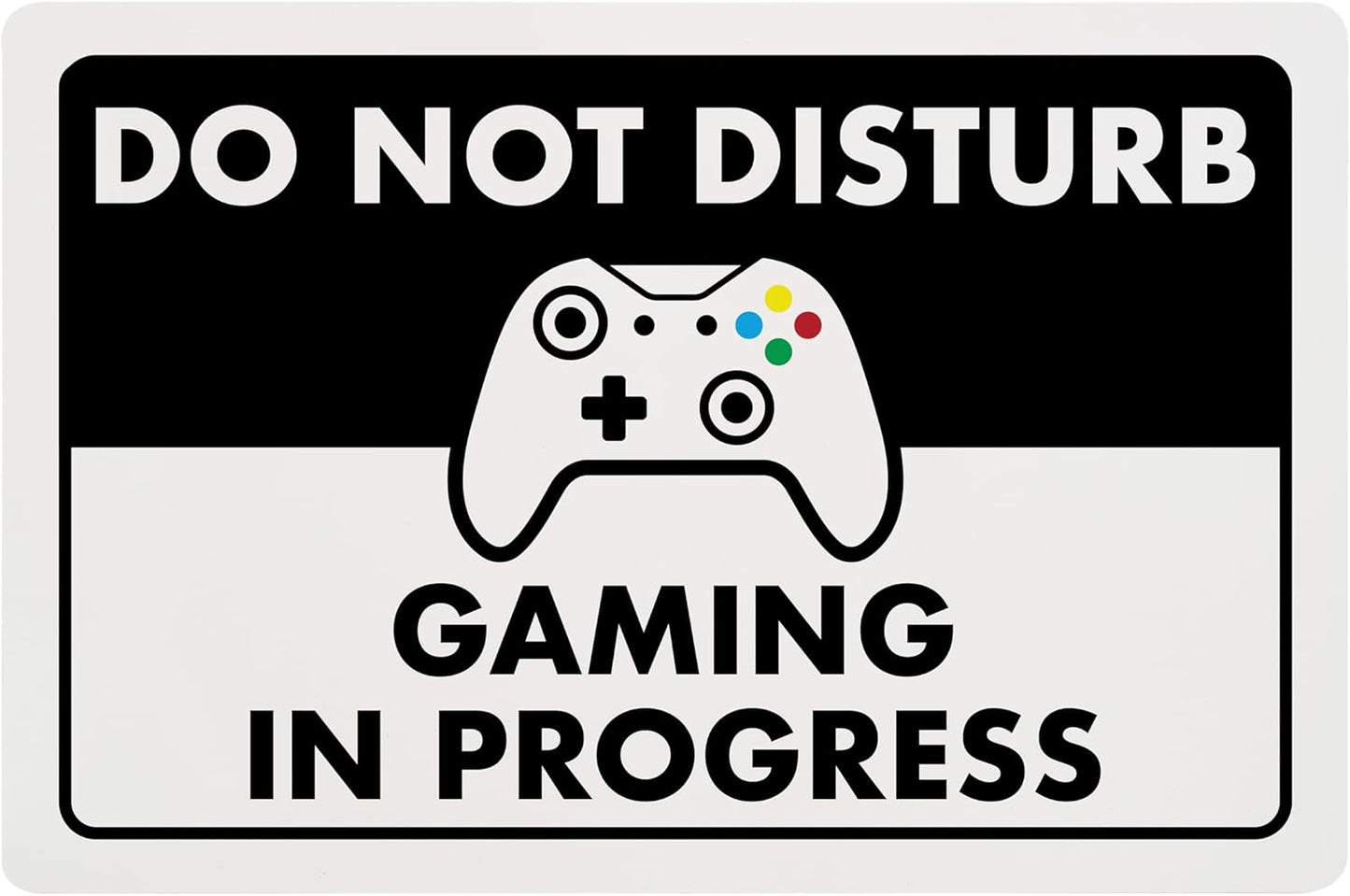 Do Not Disturb Gaming In Progress - Plastic Gaming Sign - 8" x 12" - Bedroom Sign Decor, Cool Gaming Room Decor - ENVISIONED Signage