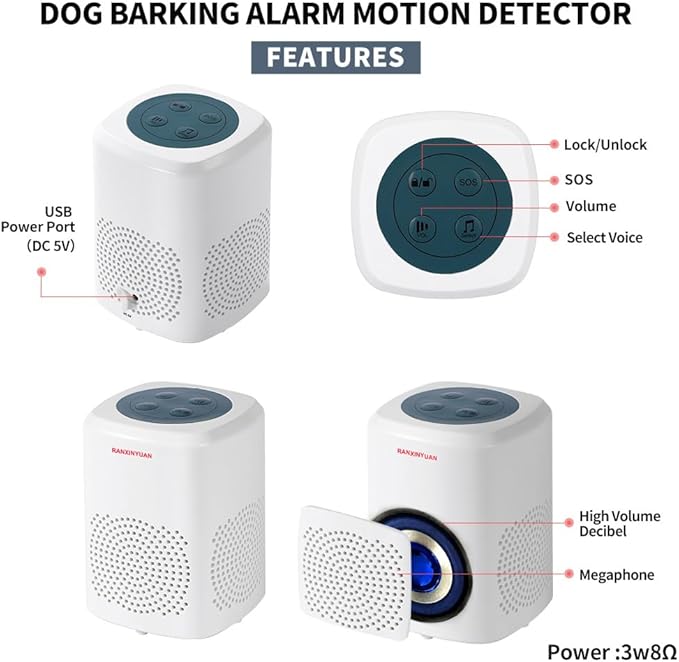 Dog Barking Alarm Motion Detector Outdoor Pir Human Body Motion Sensor Alarm Electronic Alarm Motion Activated Home Security (3 Detectors+ 1 Receiver)