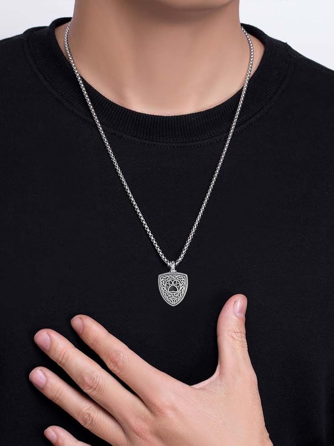 Pet Cremation Urn Necklace for Dog Cat Ashes 925 Sterling Silver Paw Print Keepsake Pendant Celtic Knot Memorial Jewelry for Women Men