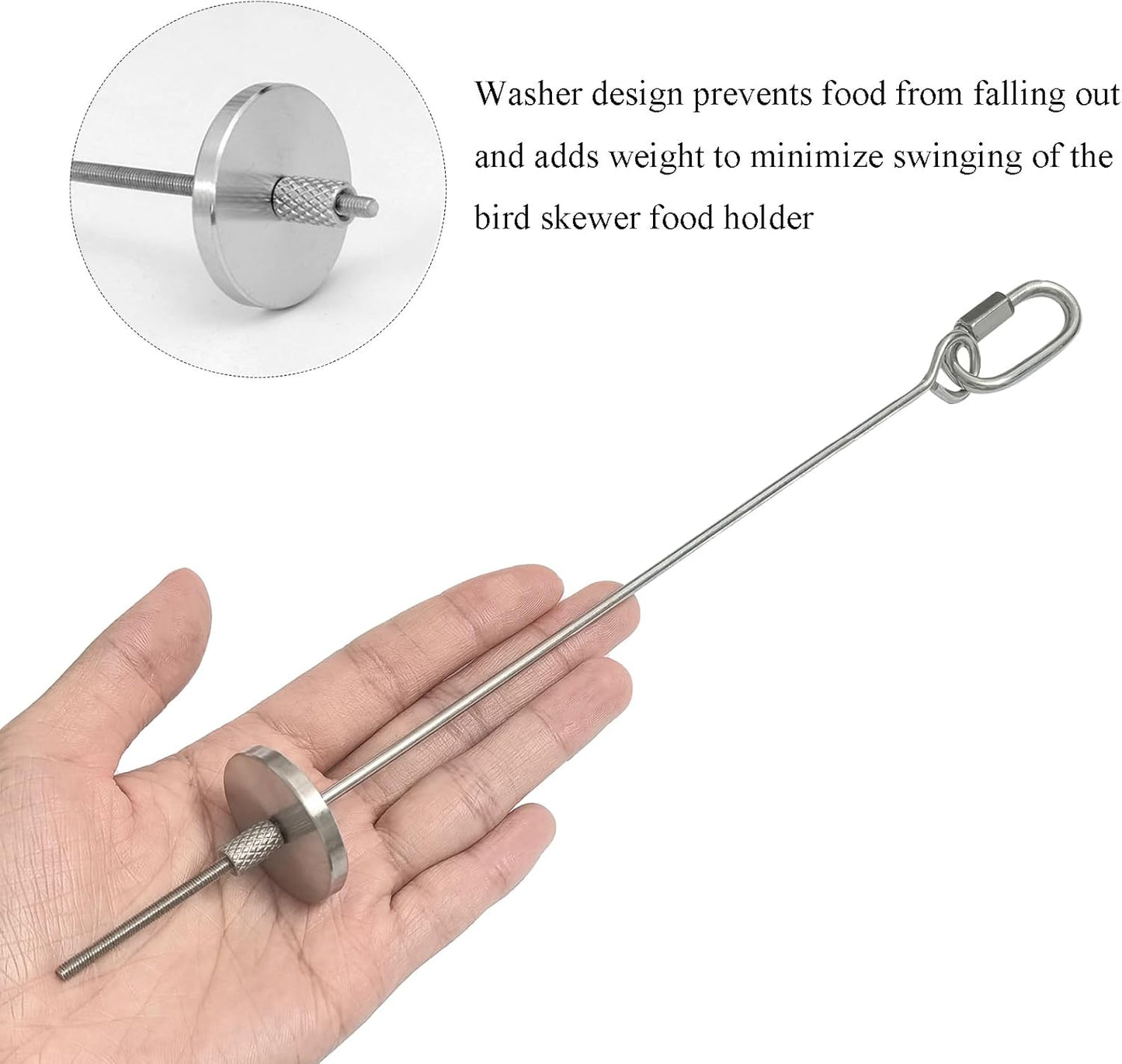 2pcs Hanging Bird Treat Skewer Parrot Fruit Feeder, 13 Inch Stainless Steel Bird Food Holder Parrot Fruit Food Skewer with Washer Nut Parakeet Treat Holder Feeder for Parrot Budgie Conure, LXLVOUEG