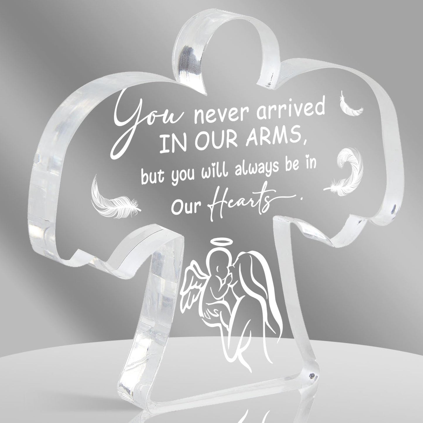 Angel Acrylic Desk Sign - Miscarriage Remembrance Gift for Mothers, Grieving Condolence Gift for Loss of Baby, Memorial Sorry for Loss Loving Infant