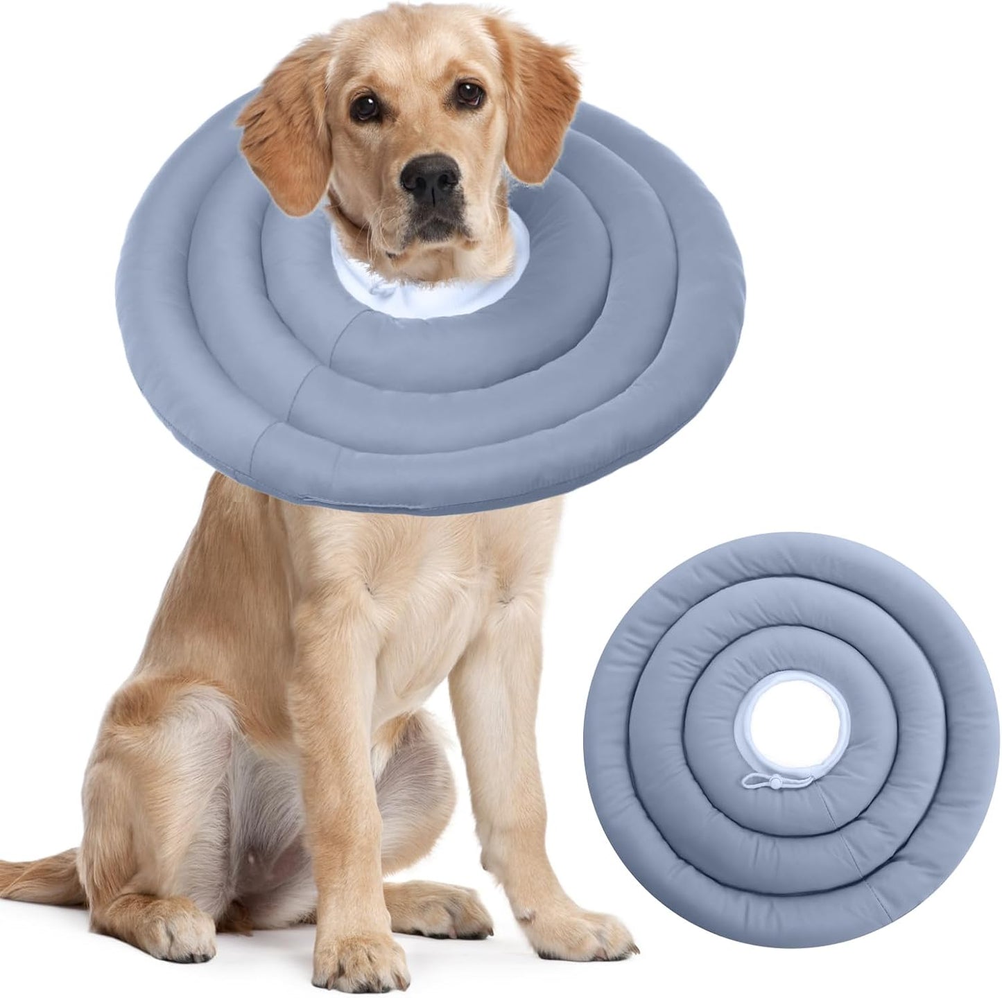 IDOMIK Dog Recovery Collar, Waterproof Soft Dog Cone After Surgery, Comfy Protective Elizabethan Collar Alternative for Dogs Cats, Adjustable Pet Neck Donut Cone Anti-Licking Biting Wounds,Blue,2XL