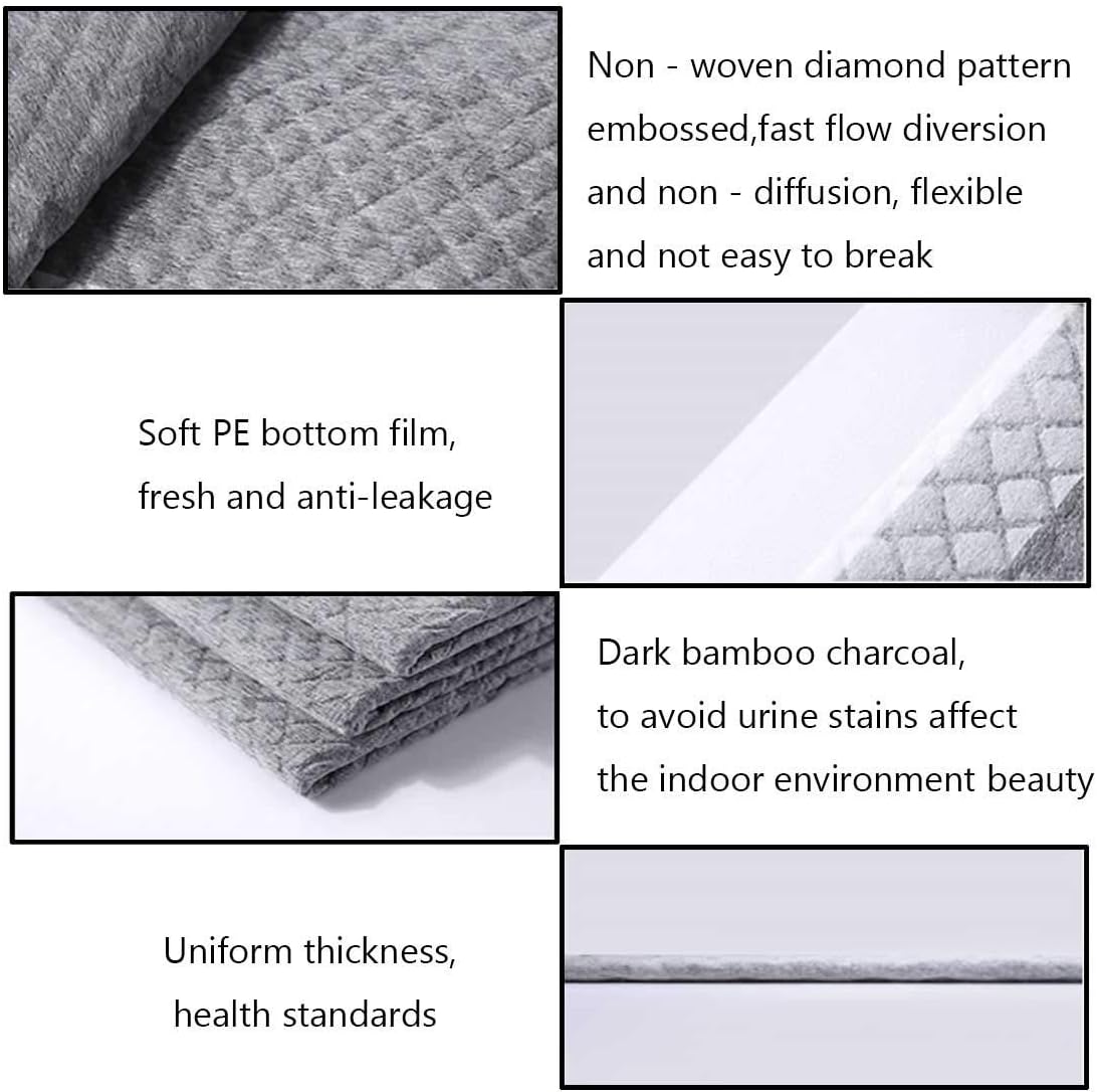 kathson Rabbit Pee Pads Disposable Cage Liners 50PCS All Absorb Black Carbon Odor Control Bunny Training Accessories with Quick-Dry Surface for Puppy Guinea Pig Kitten Hedgehog Small Animals