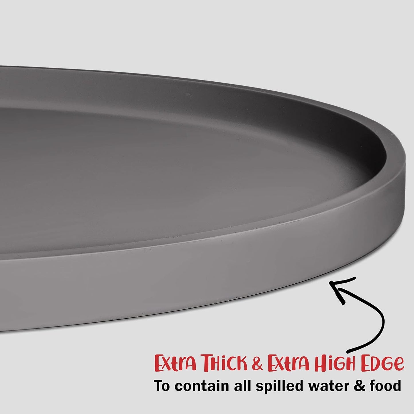 DogBuddy Dog Food Mat - Waterproof Dog Bowl Mat, Silicone Pet Mat for Food and Water Bowls, Nonslip Pet Feeding Mat with Edges, Dogs Food Mats for Floors, Puppy Supplies (Small, Gray)