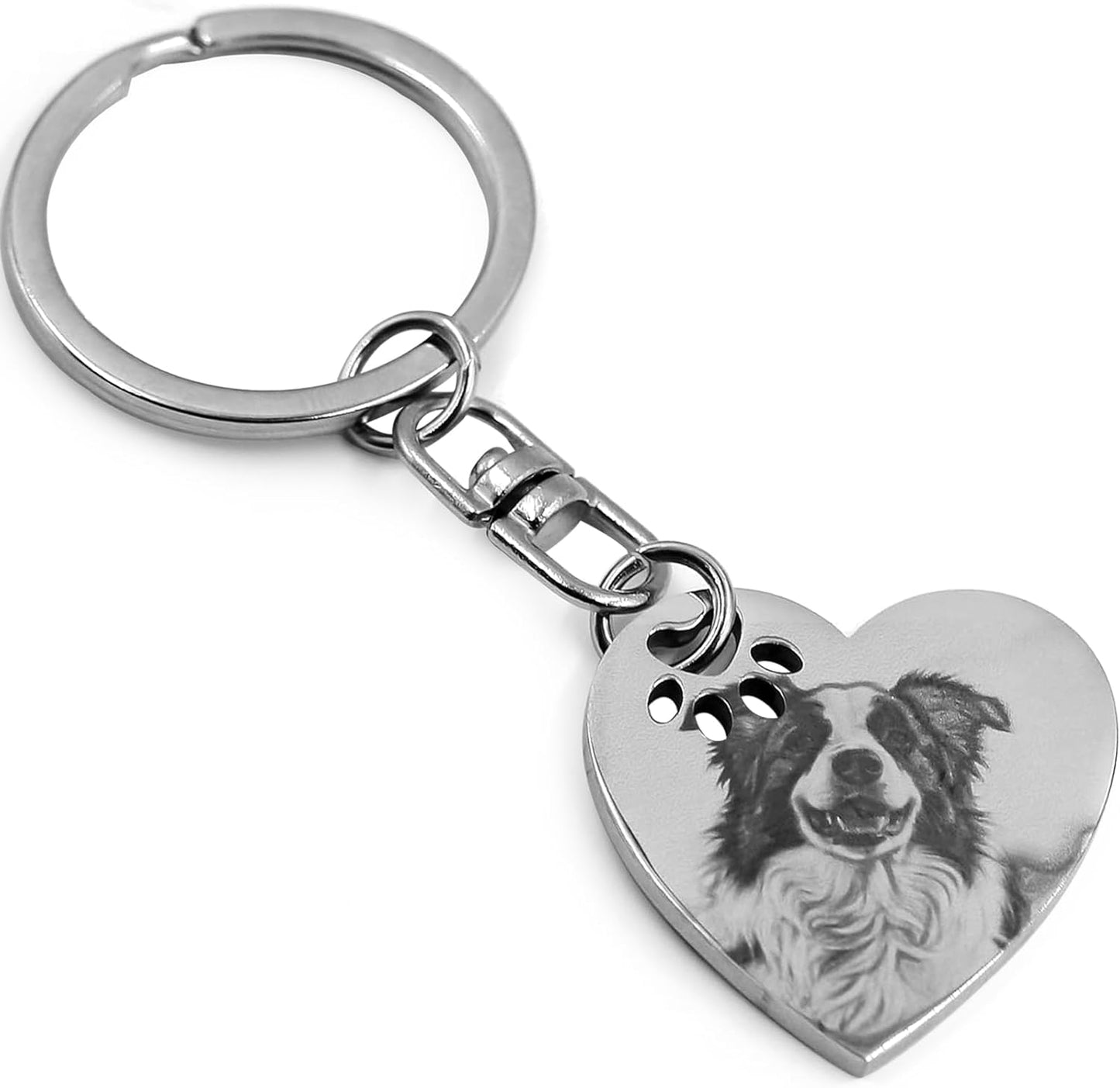 Engraved Dog Keychain Personalized - Custom Pet Picture Keychain Memorial Gifts for Dog Cat Lovers