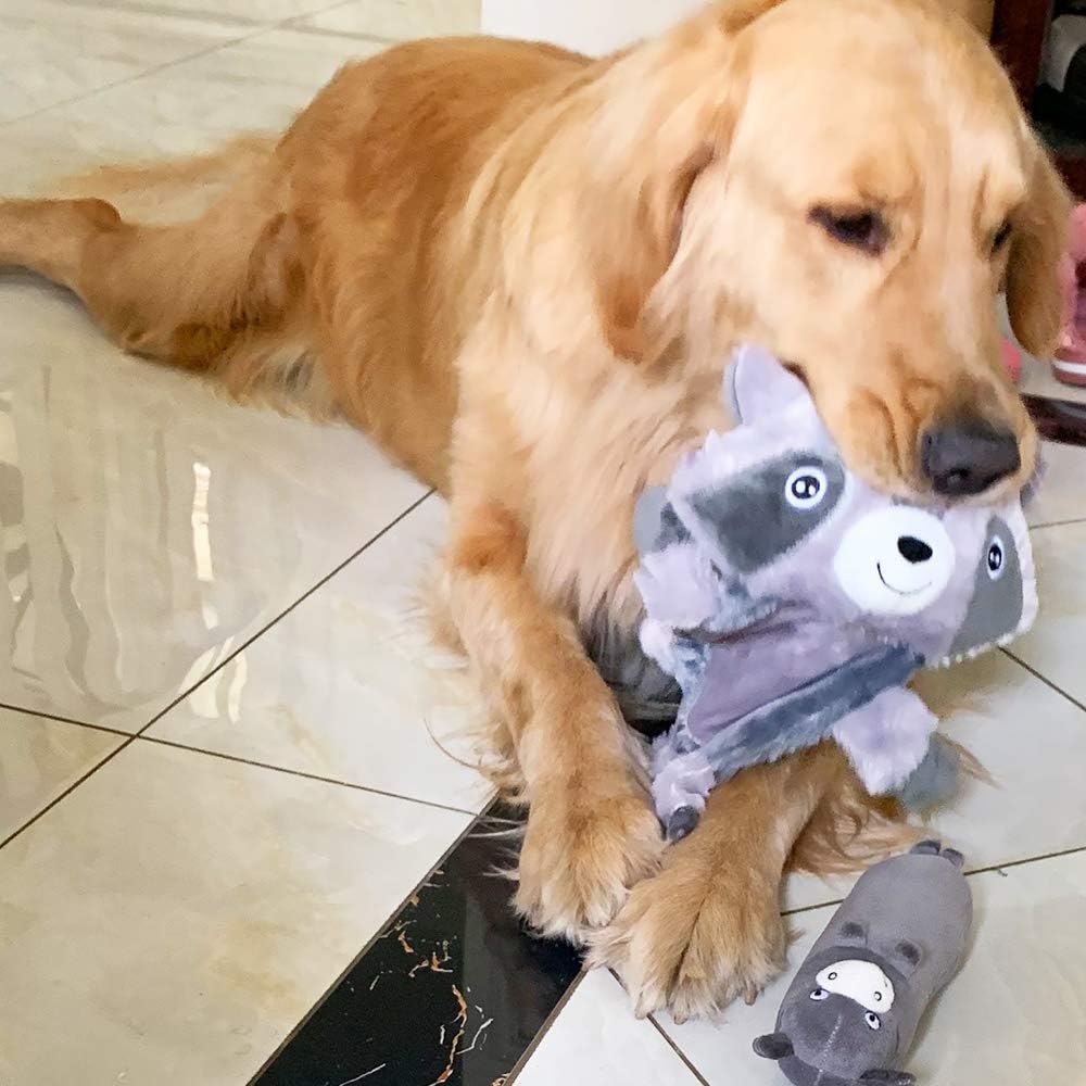 Jalousie 5 Pack Plush Toys Assortment Value Bundle Puppy Pet Mutt Squeak Toy for Medium Large Dogs (5 Pack Premium Corduroy) (1 Pack Large Plush Fox)