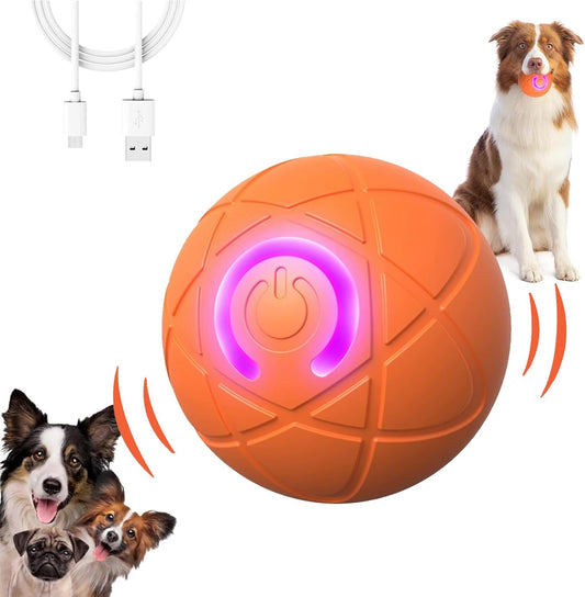 Interactive Duraspin Dog Ball, Self-Bouncing Vibrating & Auto-Rolling, Auto Stop Touch Start Jumping Ball Toy for Small/Medium Dogs (52mm, Orange)