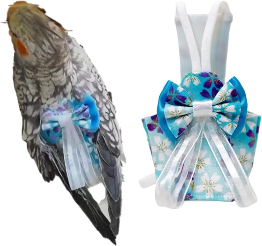 Bird Flight Suits Diapers, Parrot Diapers for Monk Parakeets, Cockatiels, Parrot Clothes Costume, Bird Training Nappy Suit Liners Clothes (Medium,Blue-C)