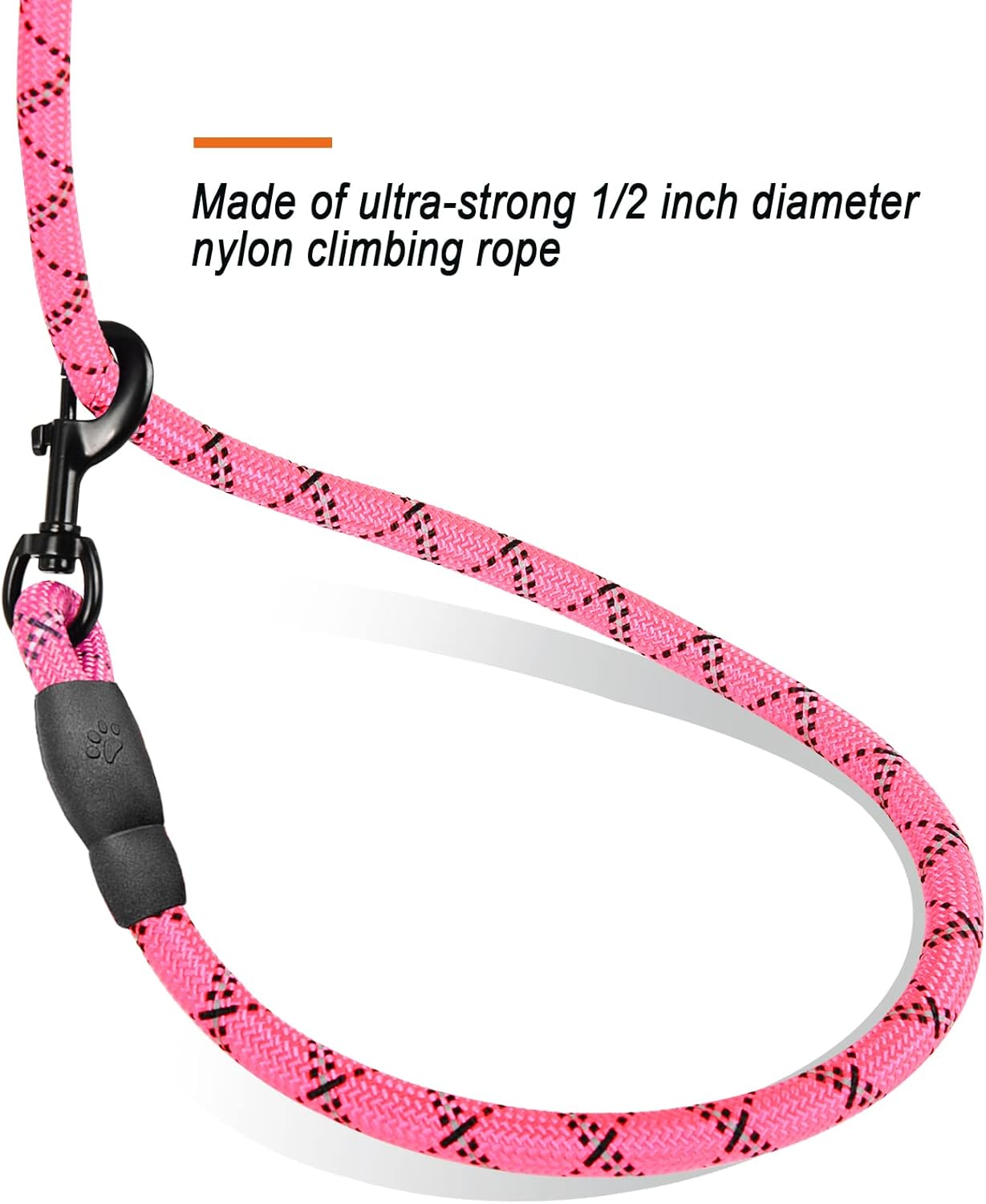 BARKBAY Dog Leashes for Large Dogs Heavy Duty Dog Leash 4/5/6 FT with Comfortable Padded Handle and Highly Reflective Threads for Medium Large Dogs Walking Training Running (6FT-1/2'',Pink)