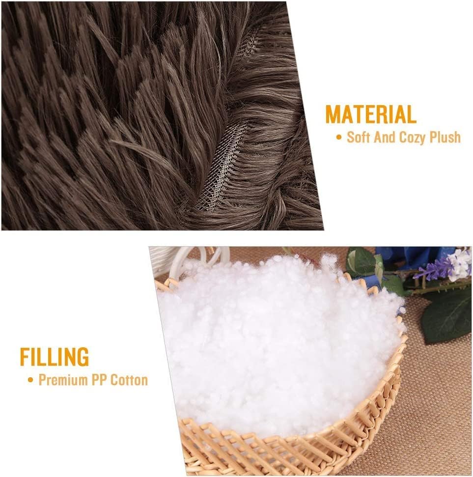 Cat Beds for Indoor Cats - Pet Beds Washable 24 inches, Dog Beds for Small Medium Dogs, Anti Anxiety Round Fluffy Plush Faux Fur Cat Bed, Thick Bottom (Coffee, Large 24" L x 24" W)