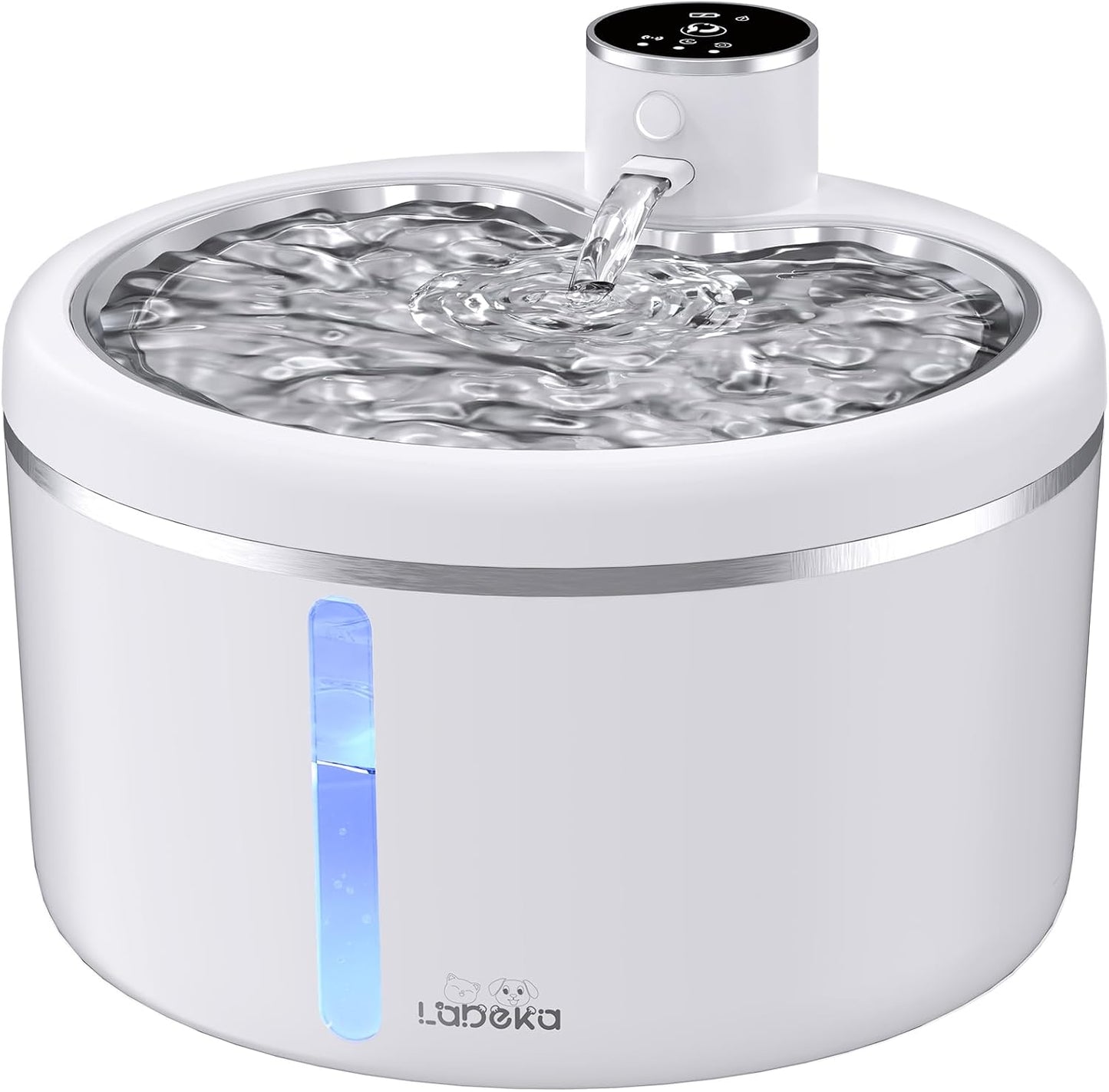 Wireless Cat Water Fountain with Stainless Steel Tray, Battery Operated Cat Fountain - 102oz/3L Automatic Pet Water Dispenser, Easy Clean with Motion Sensor for Cats, Dogs