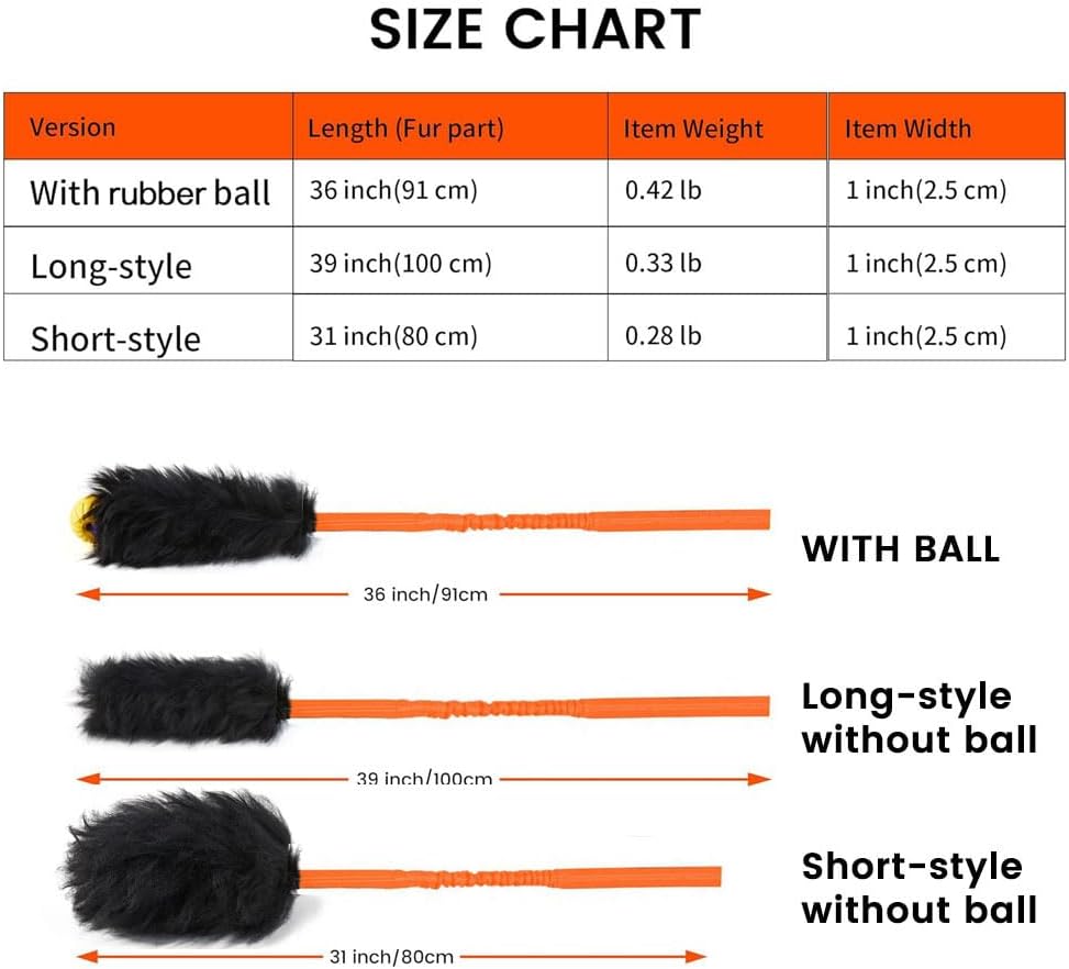 HOWGO Dog Rope Toy,Dog Bungee Chaser Toy 100% Sheepskin,Sheep Smell Tug Toy for All Breeds (Orange, with Rubber Ball)