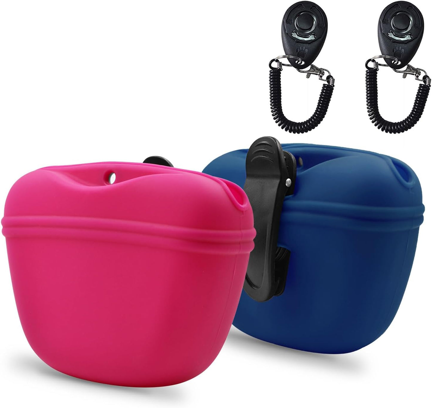 AUDWUD Silicone Dog Treat Pouch,Clip on Portable Training Container,Convenient Magnetic Buckle Closing and Waist Clip,No BPA