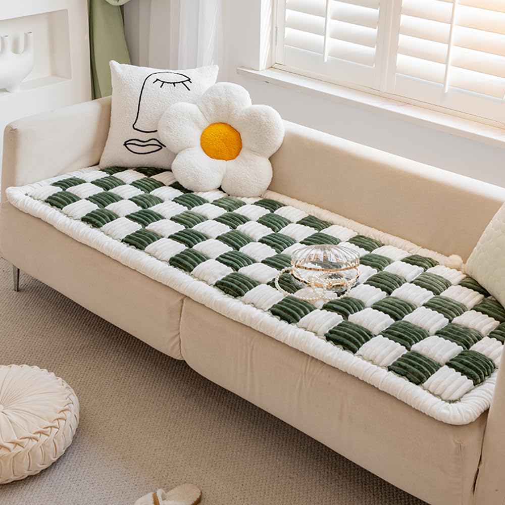 Couch Cover for Dogs Washable, Sofa Cover Protector, Couch Covers for 3 Cushion Couch Sofa Pet Friendly, Soft, Non Slip (Dark Green, 27.6 x 59 Inch)