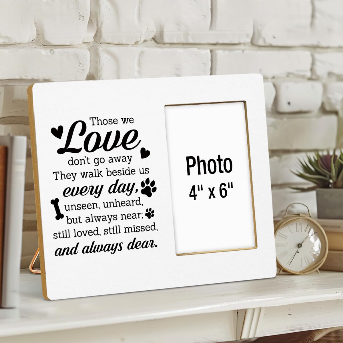 Pet Memorial Gift for Dogs Photo Frame, Sympathy Gifts for Loss of Loved Pet, Dog Bereavement Gifts, Cat Remembrance Gift Wooden Picture Frames, Photo 4 x 6 Inches