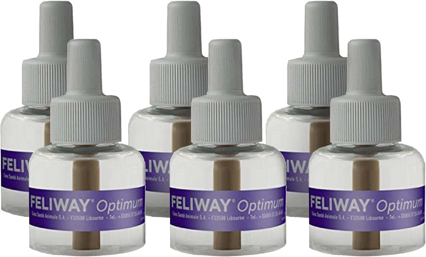 FELIWAY Optimum 6 x 30 Day Cat Calming Refills for Pheromone Diffuser, 6 x 48ml Value Pack - Helps Reduce Common Signs of Stress in Cats & Kittens, Enhanced Calming