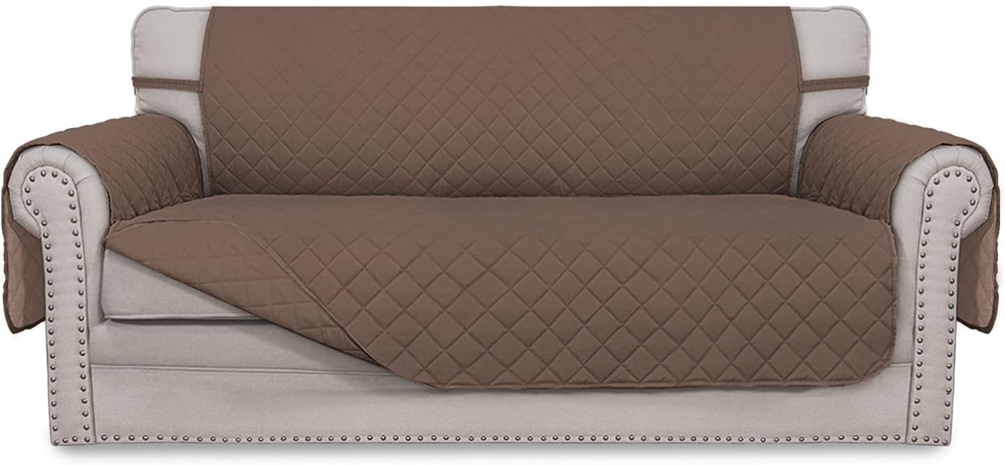 Easy-Going Sofa Slipcover Reversible Loveseat Sofa Cover Couch Cover for 2 Cushion Couch Furniture Protector with Elastic Straps for Pets Kids Dog Cat (Oversized Loveseat, Brown/Brown)