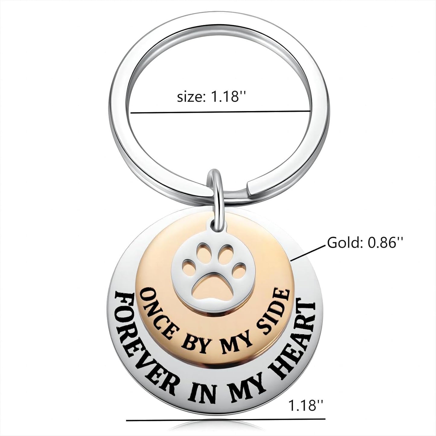 Pet Memorial Keychain Sympathy Gifts, Loss of Dog Cat Fur Baby Forever in My Heart Tri-Layer Remembrance Keyring for a Grieving Pet Owner