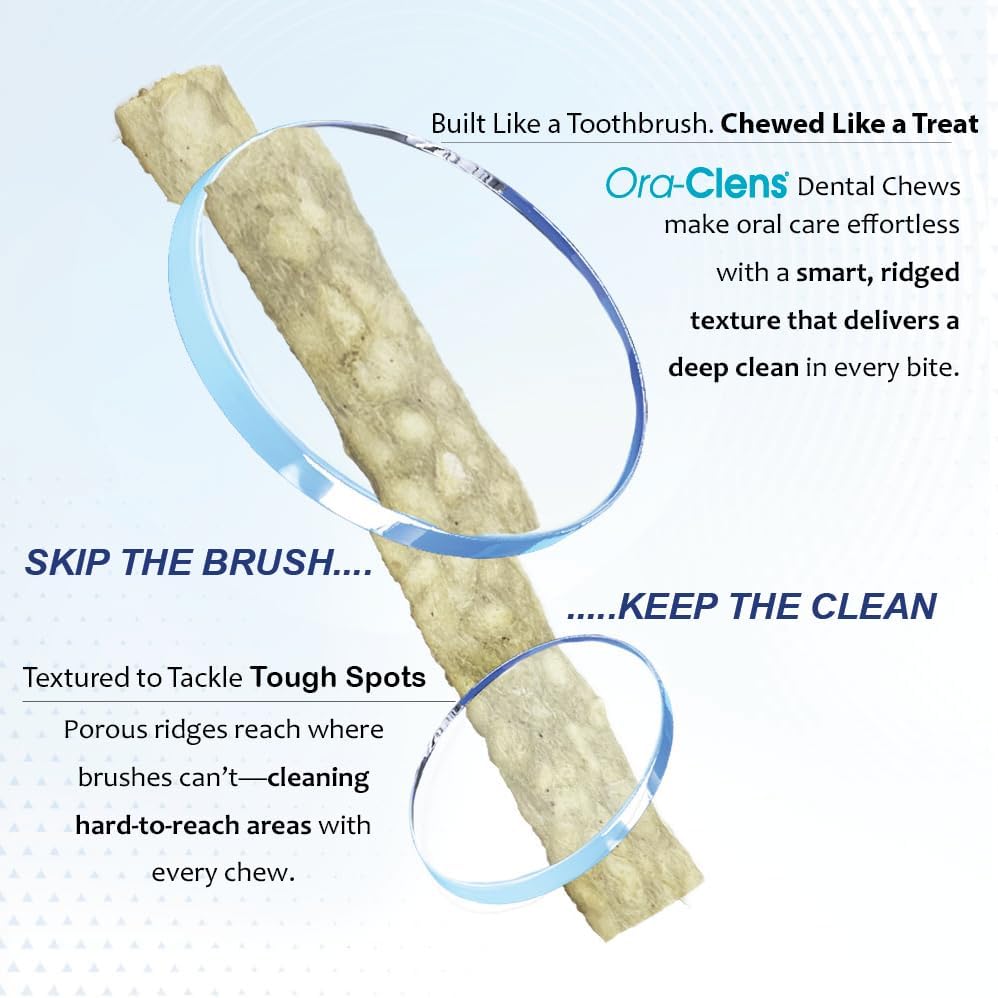 Oral Hygiene Chews for Small Dogs - Cleans Teeth and Freshens Breathe - Coated with Enzymes - Prevents Plaque & Bacteria Build Up - 30 Chews