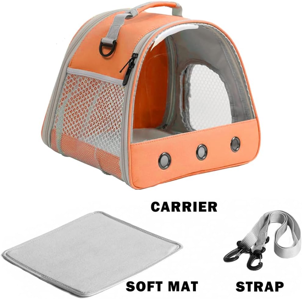 Guinea Pig Carrier Backpack, Clear Bubble Window Backpack for Guinea Pig, Bunny Rat Bird (Orange, Carrier)