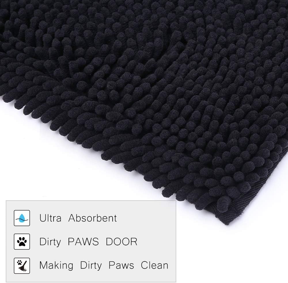 NJSBYL Bath Rugs Mats Black 26X36 Inches Shaggy Chenille Bathroom Doormats Machine Washable Dry Ultra Soft Water Absorbent