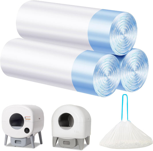 Cat Litter Bags 60Count, 26.37"x15.74" Drawstring Close Litter Box Liners for Automatic Litter Box,Thick Cat Poop Bags,Easy to Clean,Heavy Duty Robot Bag for Self-Cleaning Box