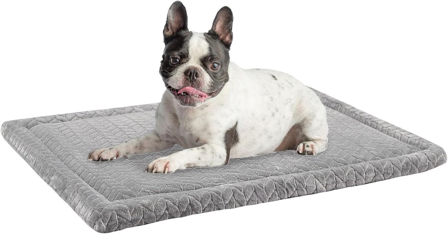 BEAUTYZOO Dog Bed Crate Pad 30 x 20 inch, Washable Dog Crate Mat for Medium Sized Dogs, Anti-Slip Pet Crate Bed Kennel Pad, Durable Cozy Puppy Sleeping Mat Rectangle Mattress, Grey