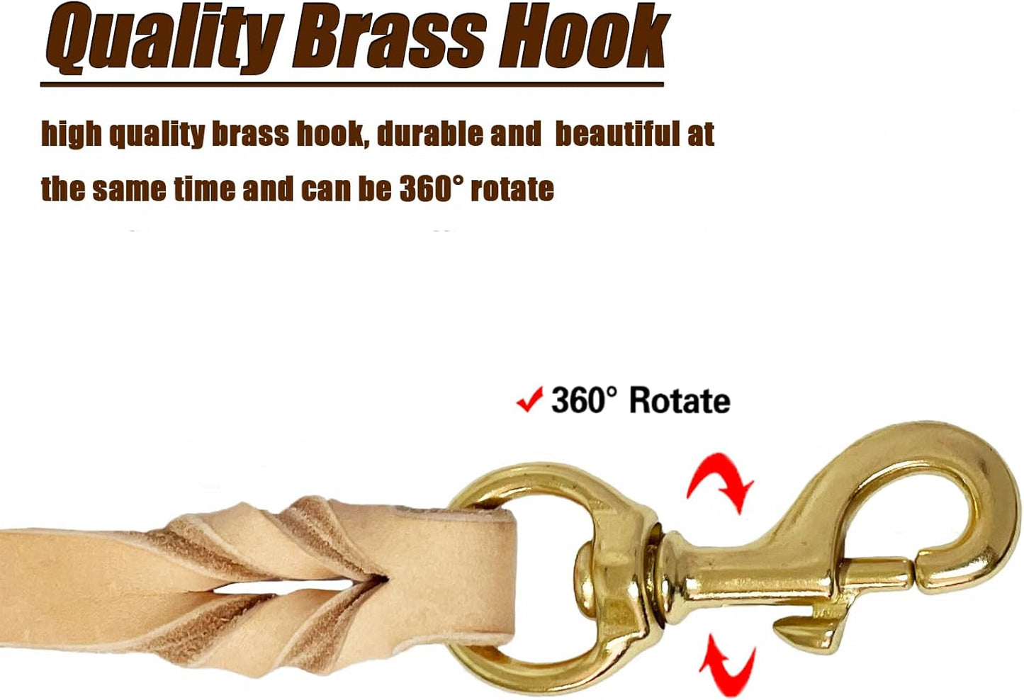 LWBMG Leather Dog Leash - 6ft x 1/2 inch Heavy Duty, Braided, Comfortable for Large, Medium & Small Dogs - Training Tan