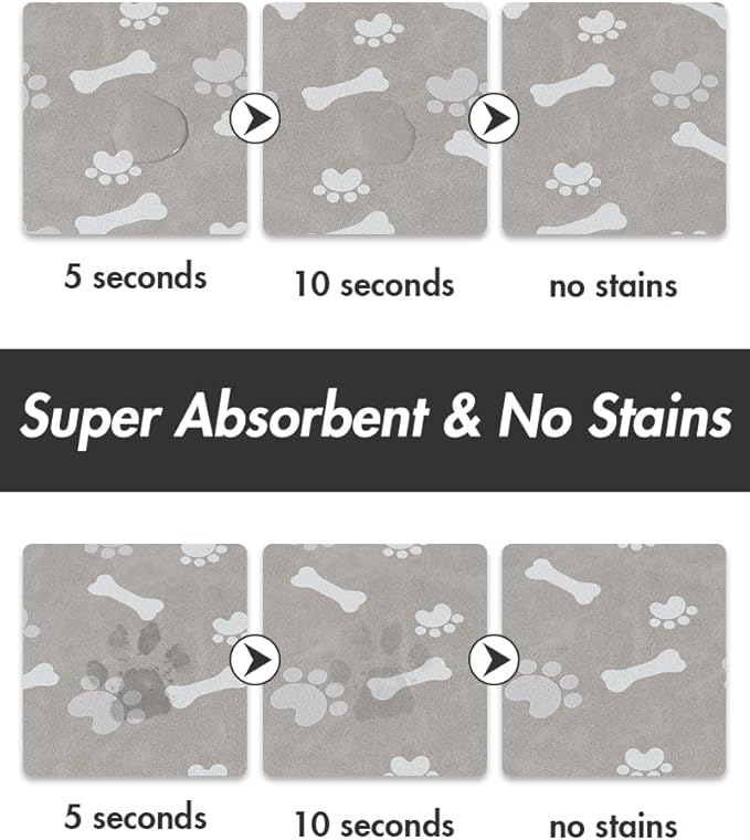 MontVoo Dog Food Mat-Pet Feeding Mat for Food and Water-No Stains Quick Dry Dispenser Cat Bowl Mat for Messy Drinkers(17"x34" Grey)