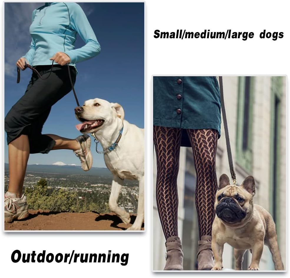 LWBMG Leather Dog Leash 6ft x 5/8 inch, Heavy Duty Leather Dog Training Leash, Soft Handmade Braided Pet Leashes for Large Medium & Small Dogs