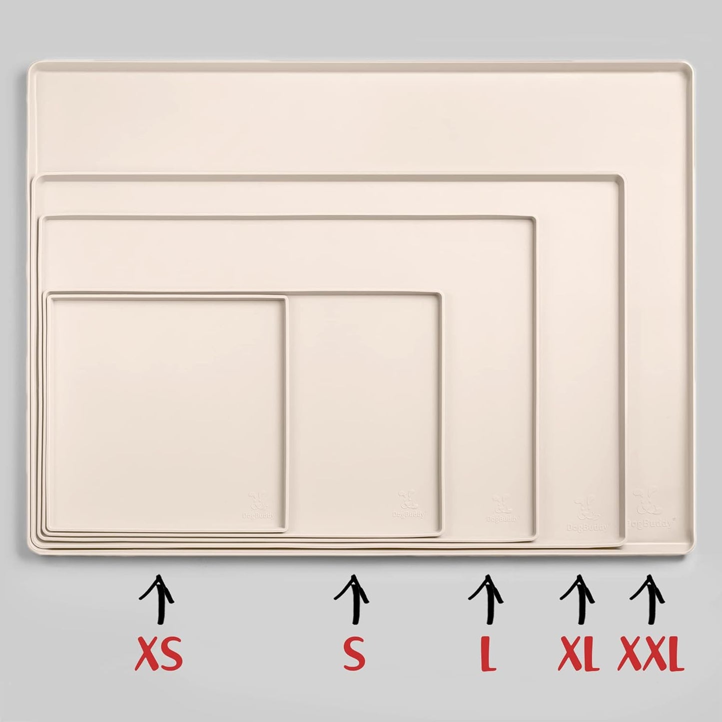 DogBuddy Dog Food Mat – Waterproof Dog Bowl Mat for Food and Water, Silicone Pet Feeding Mats for Floors, Non-Slip Placemat with High Edges for Dogs Bowls, Puppy Essentials (XXL: 32"x24", Vanilla)