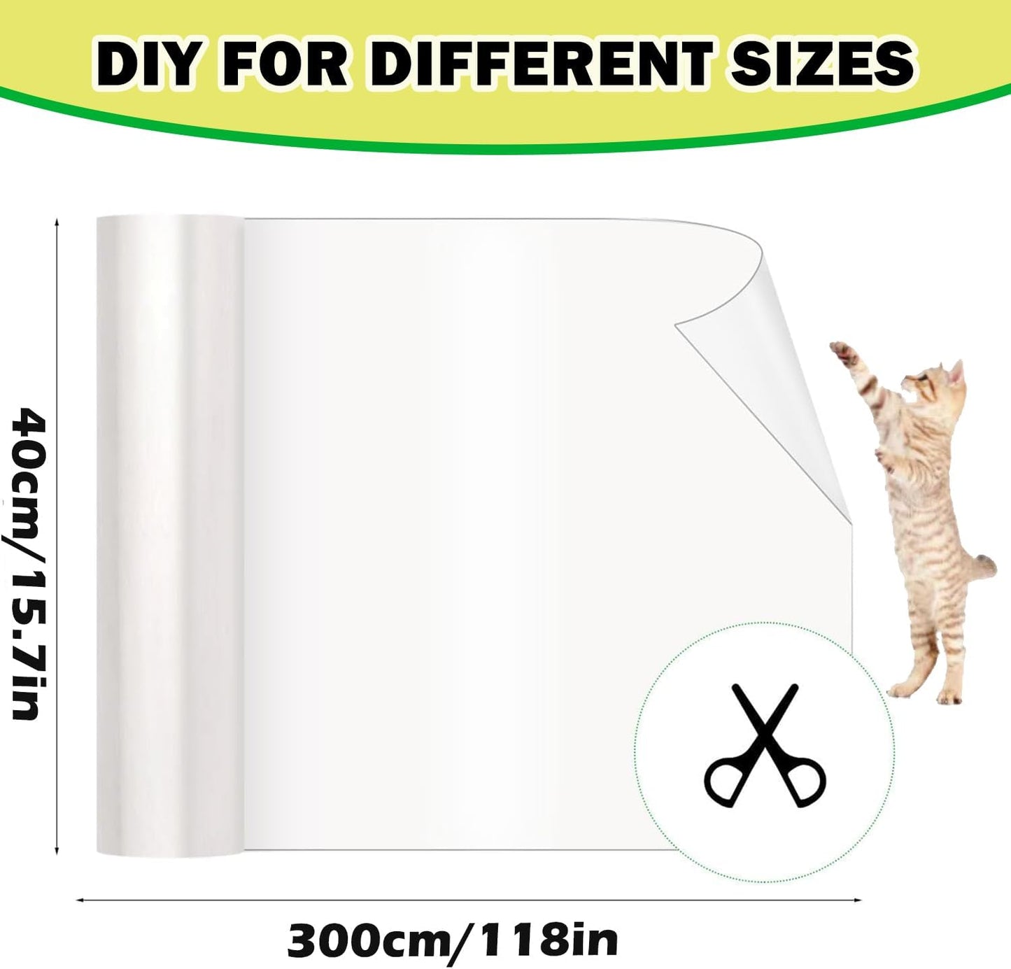 Cat Couch Protector 15.7" x 118" Thickened Anti Cat Scratch Furniture Protector 100% Transparent Free Cutting Couch Protector for Door Wall