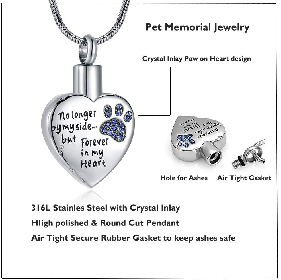 Cremation Jewelry for Ashes for Dog Cat Waterproof Pet Memorial Urn Pendant Necklace for Ashes